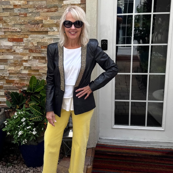 Vintage Pierre Balmain Black Leather Studded Jacket, Sz 40 - Picture 12 of 12